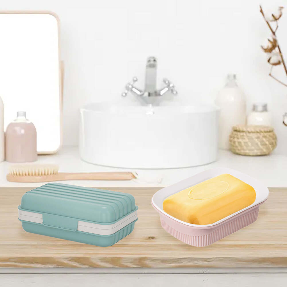 4pcs Compact Portable Modern Camping Soap Dish With Lid Bathroom Double