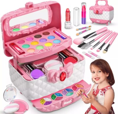 Kids Makeup Kit for Girl, Washable Pretend Dress Up Beauty Set Real Cosmetic... 