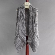 Gilet donna pelliccia di coniglio fatto a mano tessuto double face giacca media lunga cardigan cappotto