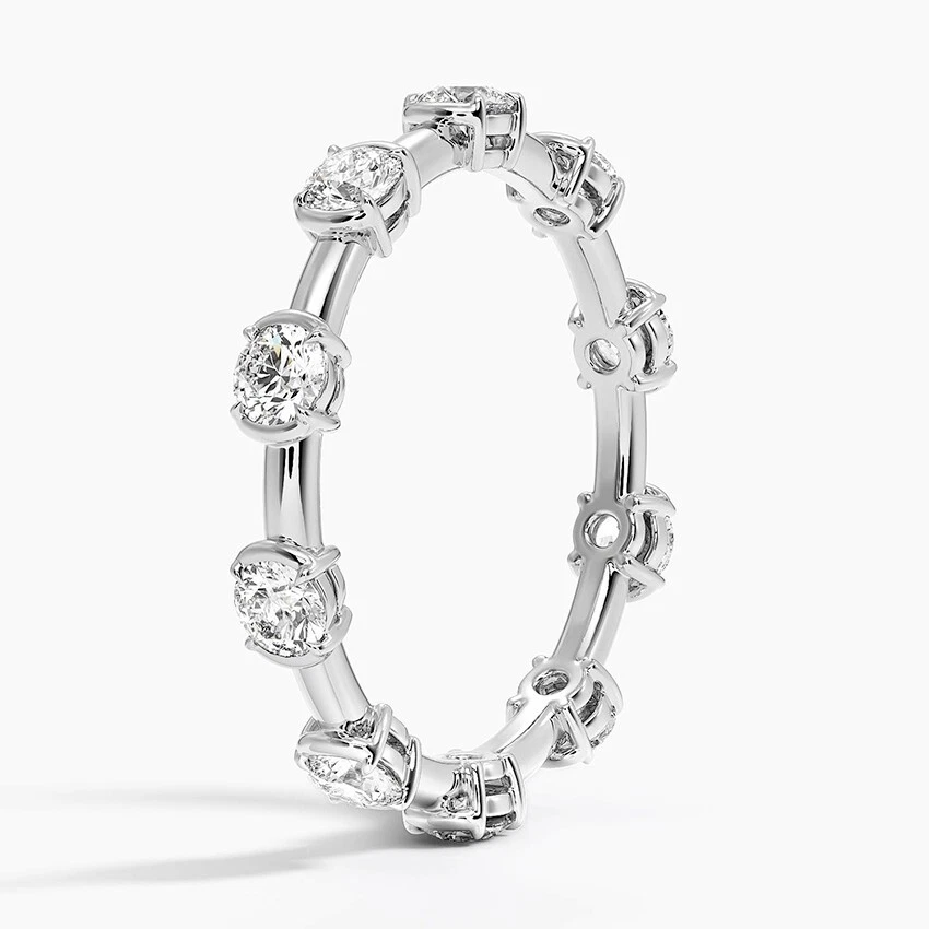 Anillo de eternidad para mujer moissanita VVS1/D ovalado probado de 2 quilates enchapado en oro blanco de 14 k Foto 3 de 4