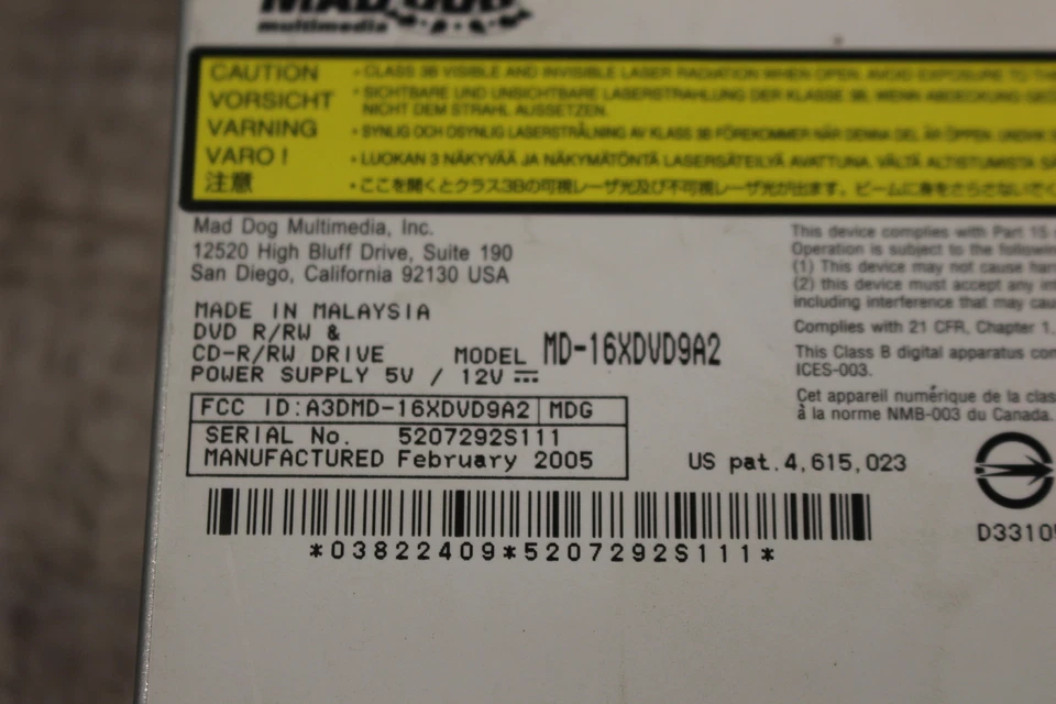 Mad Dog Multimedia DVD Player/Writer - MD-16XDVD9A2 - Used - Image 4 of 4