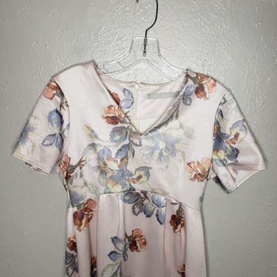 Hope & Ivy Womens Fit Flare Dress Pink Blue Floral Short Sleeve V Neck sz 6  | eBay