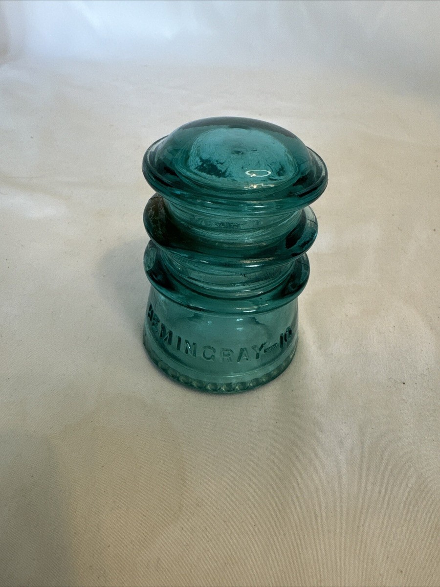 LOF ルミナリー リンデン INSULATOR Glass light blue teal color Hemingray-10 power pole