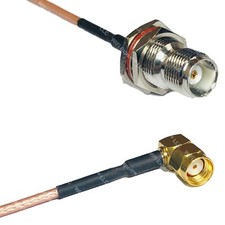 RG316 TNC FEMALE BULKHEAD to RP-SMA MALE ANGLE RF Cable Rapid-SHIP LOT