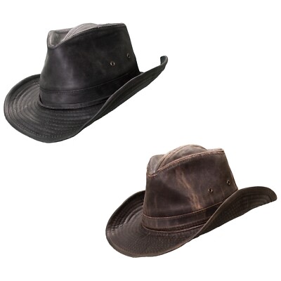 Weathered Outback Bush Hat Fedora Safari Sun Hats In Black, Brown - S, M, L, XL