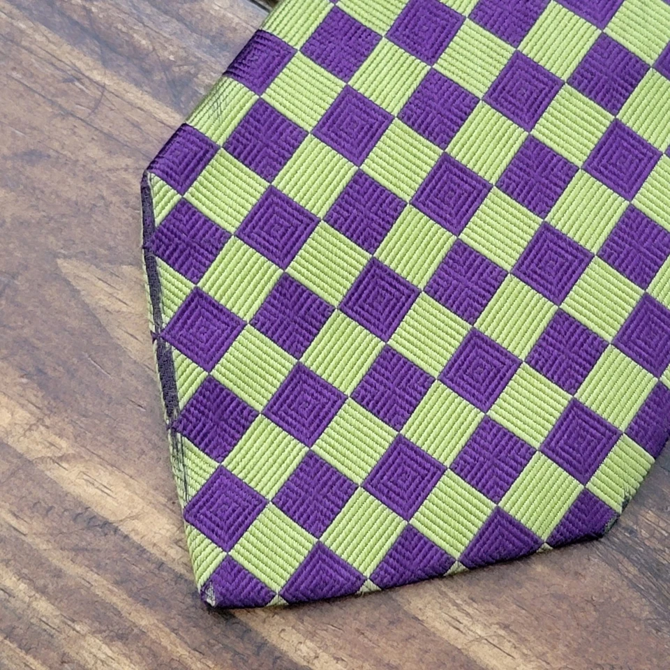 Corbata para hombre Brooks Brothers Makers seda a cuadros verde púrpura Foto 4 de 4