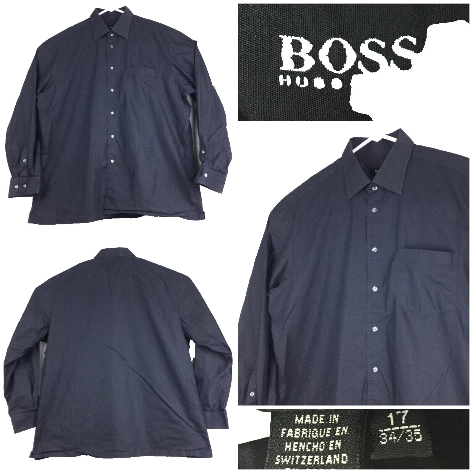 Camisas para hombre HUGO BOSS informales lisas con botones de nailon