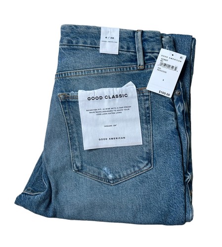 Good American Size 6 Good Classic Distressed High Waist Denim MSRP $169 - Picture 3 of 14