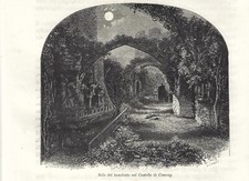 Antique CONWY CASTLE Print Interior Wales Wales 1879 Antique Print
