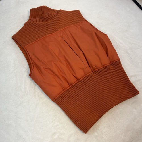 Body Central Womens Puffer Bomber Vest XL Orange Mock Neck Full Zip Y2K J Lo - Picture 9 of 14