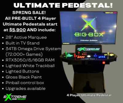 Arcade PEDESTAL Gaming System 4 Player - Ready Quickly!  LOWEST SALE PRICE!