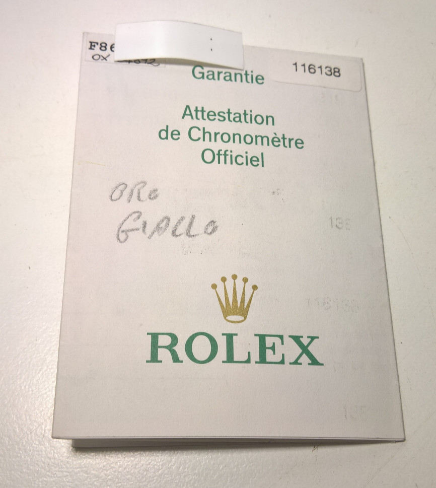 ULTRA RARE VINTAGE DATEJUST 116138 WATCH GUARANTEE SERIAL WARRANTY F