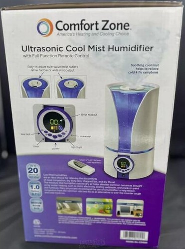 Comfort Zone humidifier, ultrasonic Cool Mist 1 Gallon w/Remote Control - Picture 3 of 3