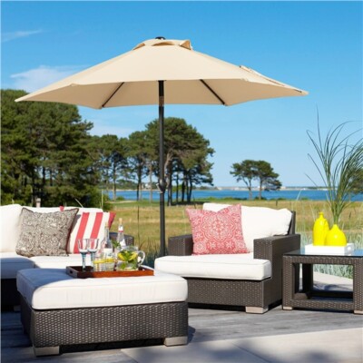 6 chair patio table with umbrella Outdoor Dining Sets for 6 – Extendable Solid Wood Table main image 1