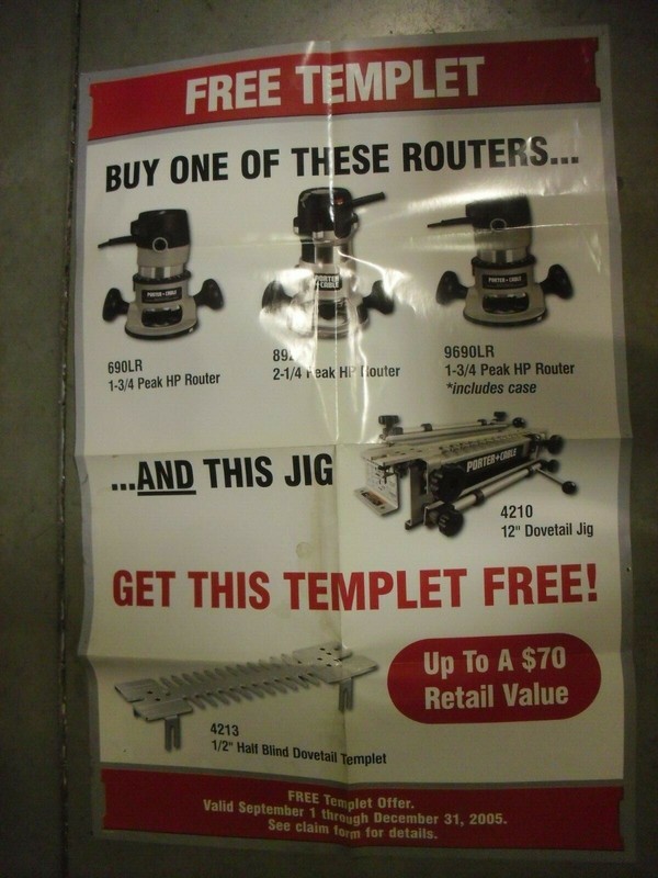 Porter Cable Router Template Promotion Sign From 2005