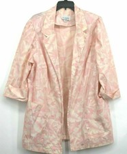 Especially Yours Women's Size 38 Vintage Floral Pink Open Jacket Shoulder Pads