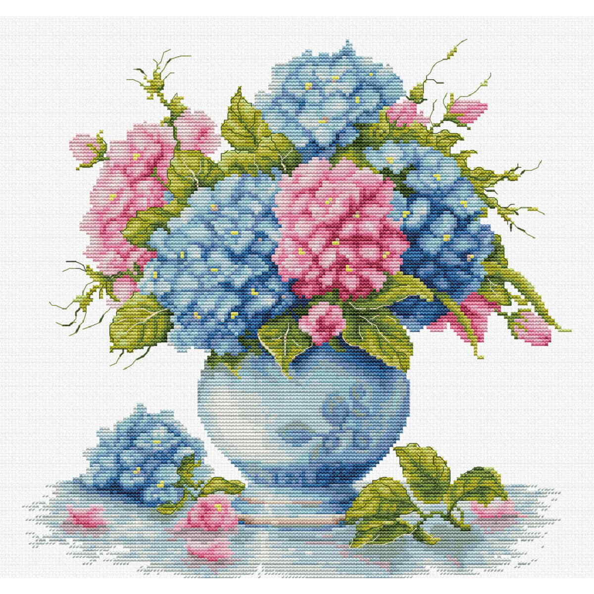 Luca-S counted cross stitch kit ""Vase with Hydrangea"", 26x26cm, DIY