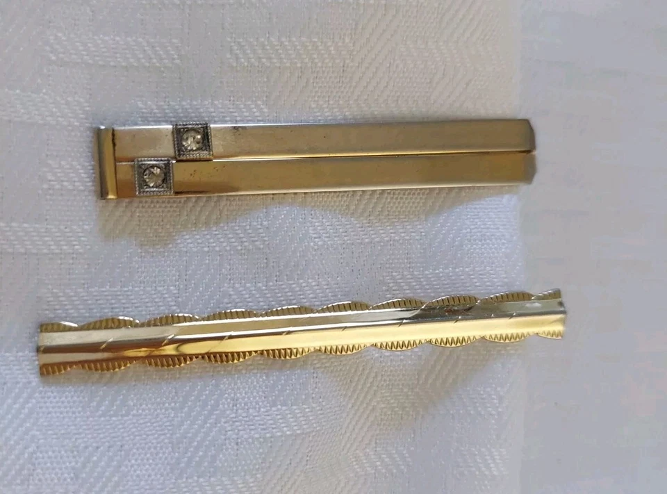 De Colección Anson & Hickok Texturizado Tono Dorado Corbata Clips/Barras Retro MCM Corbata Accesorio Foto 4 de 4
