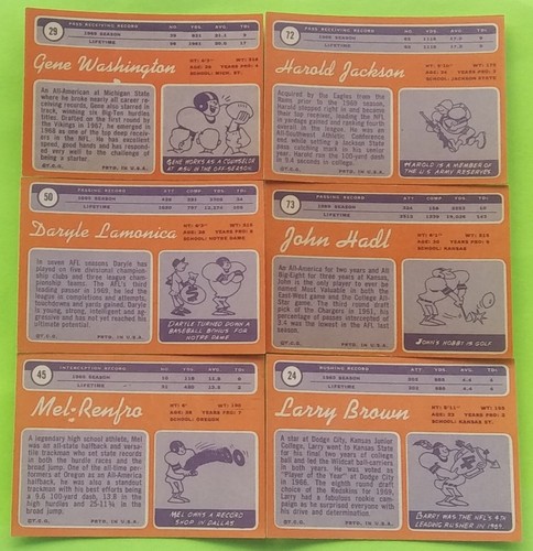9-Card Lot 1970 Topps Football (Larry Brown/Gene Washington/Harold Jackson) - Picture 3 of 9