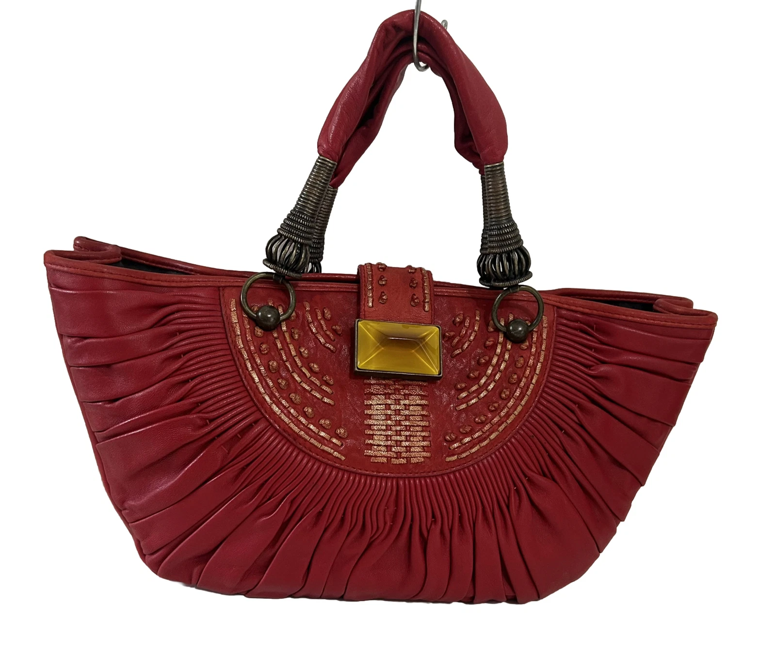 Sac à main plissé Christian Dior Pilsse Grand Panier cuir rouge