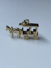 Vintage 14K Yellow Gold Horse and Carriage Charm, Wheeler Mfg Co. Circa 1960’s