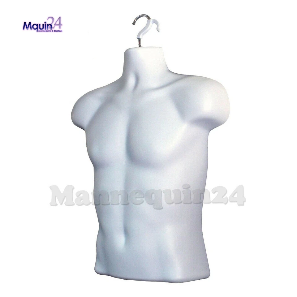 20 Pack Torso Mannequin Body Form White Male w/Hooks - Men Hanging Dress Display - Image 4 of 4