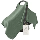 Baby Car Seat Cover - Roman Green - 100% Organic Muslin - Soft, Breathable an...