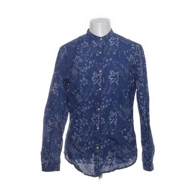 Lftman, Hemd, Größe: L, model: slim, Blau/Weiß, Baumwolle/Leinen, Blumen #z5N