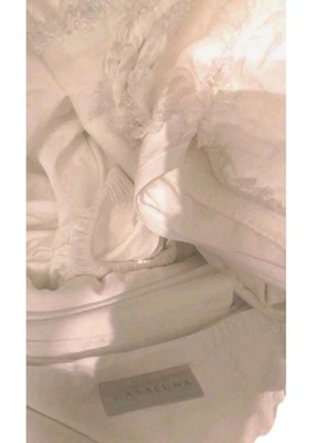 Casaluna KING Flat & Fitted 100% Supima Cott 2-Fringed Pillow Shams Linen Blend