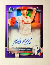 Mavis Graves 2025 1st Bowman Chrome AUTO Prospect PURPLE REFRACTOR 202/250 RC C6