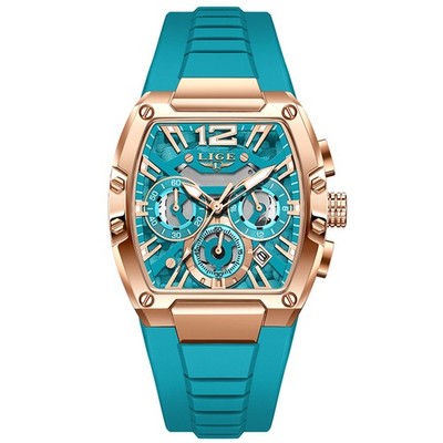 LIGE Men Rectangle Watch Big Dial Chronograph Wristwatch Boy Outdoor Sport Watch
