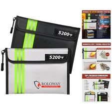 Fireproof Bag for Cash - 5200℉ Insulation, 2-Pack, Durable Design