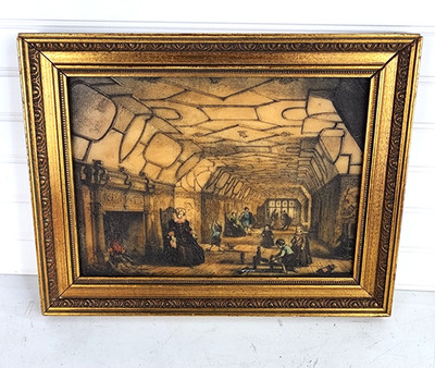 Gallery Over the Hall, Knowle, Kent Hand-Colored Lithograph Wall Mount 16'' x 12''