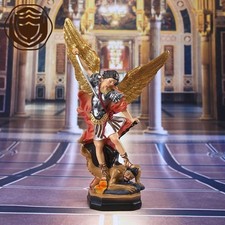 UK 21.5cm Saint Michael Archangel Resin Statue - Religious Decor Ornament
