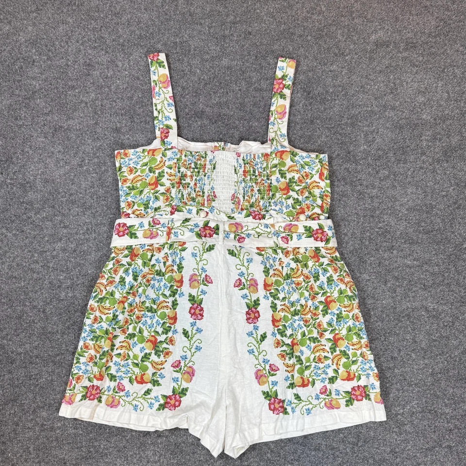 Mameluco Farm Rio para mujer extra grande blanco floral con cinturón tropical romance Foto 2 de 4