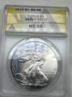 2015 American Silver Eagle Dollar 1oz ANACS MS68 Very Nice Toning