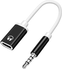 Headphone Jack Adapter,3.5mm Male to TypeC Female Audio Cable Cord,USB Black