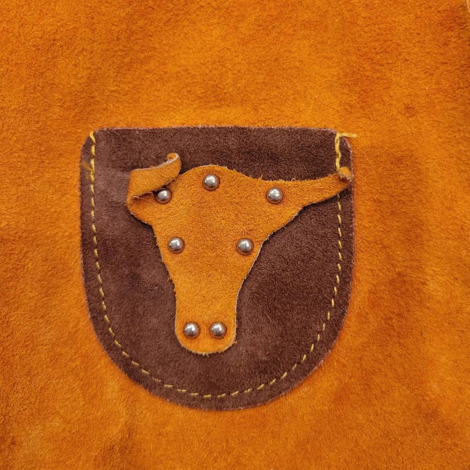 Chaleco de cuero con flecos John R Craighead Co talla mediana vaquero occidental pequeño Texas Foto 3 de 4