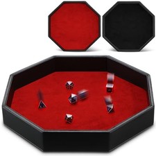 2 Pcs Octagon Dice Tray 11.5 Inch Dice Mat for Case Farkle Classic Black, Red