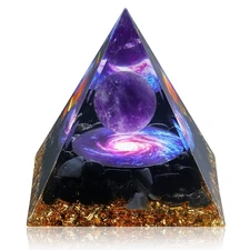 Hopeseed Orgone Pyramid Amethyst Obsidian Healing Crystal Chakra Reiki Stress...