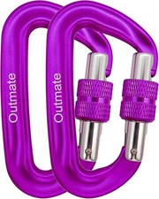 12kN 3.2"x2" Heavy-Duty Carabiner Clips - Durable, Lightweight 2 Purple