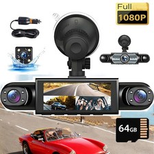 Dash Cam 4 Channel 360°Front Rear Inside Night Vision 1080P Car Camera w/64GB