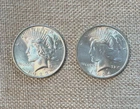 Lot of 2 Very Nice Peace Dollars, 90% Silver, AU with Good Luster