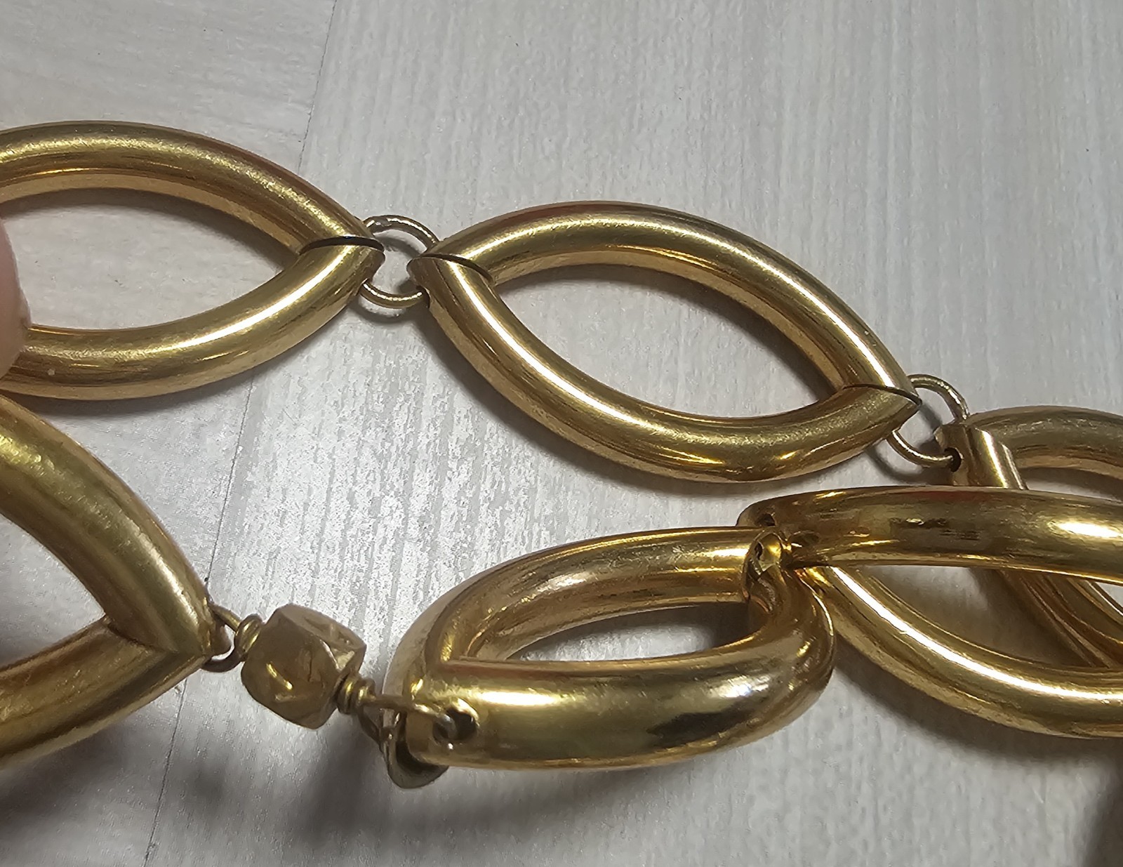 Large Link & Natural Seashell Statement Necklace/… - image 10