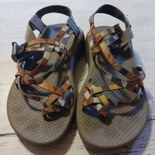 Chaco Gray Orange Women US Size 7 Sport Sandals Hiking Water - GUC