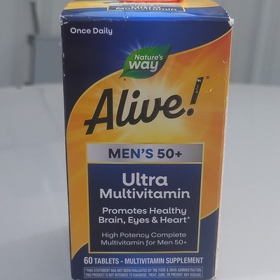 Nature's Way Alive! Men's 50+ Ultra Multivitamin Tablets 60 ct Vit D3 B12 Zinc