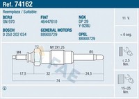FAE GlüHkerze 74162 FüR Marea Brava SW Fiat Bravo Kappa Lancia 11V M12X125 1 100