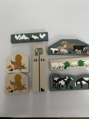 Cats Meow Group Of Animal Figures (7) Cows Pig Chickens Birds Turkeys