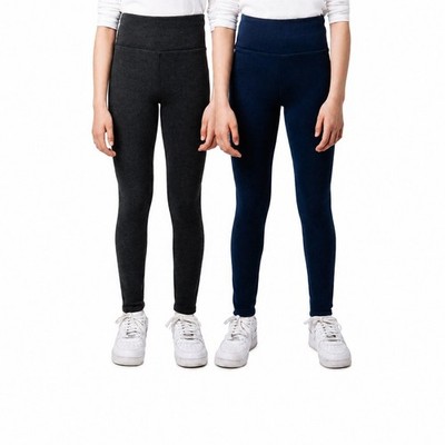 Mädchen Fleece gefütterte Leggings 2er Pack TUFF Leichtathletik grau & marine Größe 5-6 Jahre