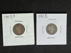Barber Dimes 1912-S San Francisco & 1913 Philadelphia Silver 10C Lot